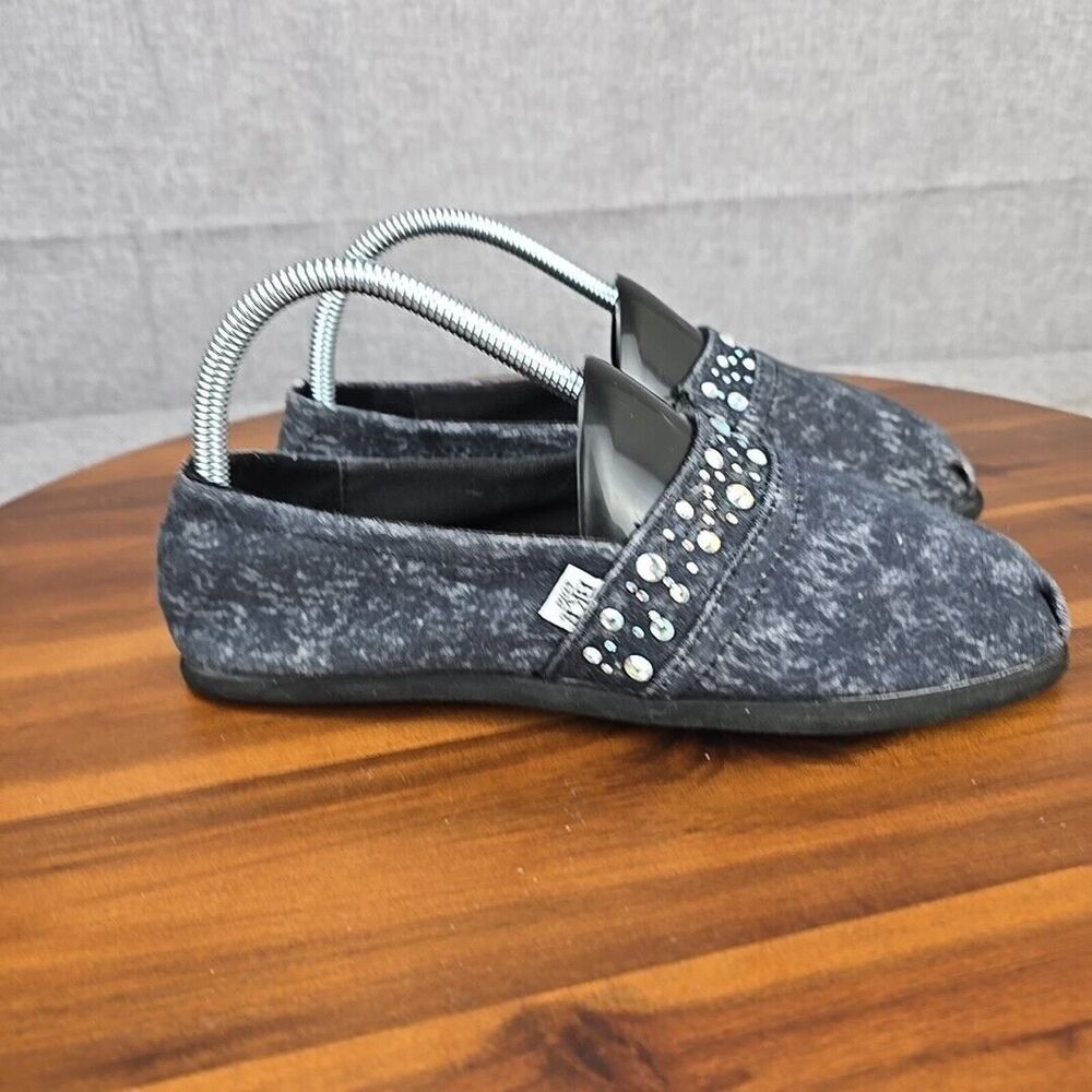 BKE Womens Shoes Slip On Flats Denim Look Embellished‎ Rhinestone Size 8